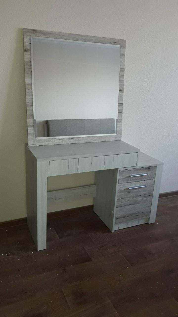 Туалетний столик Мебель-Сервіс Кім з дзеркалом 114,3х39,7х170 см Дуб кари білий/Сан-рено - фото 2