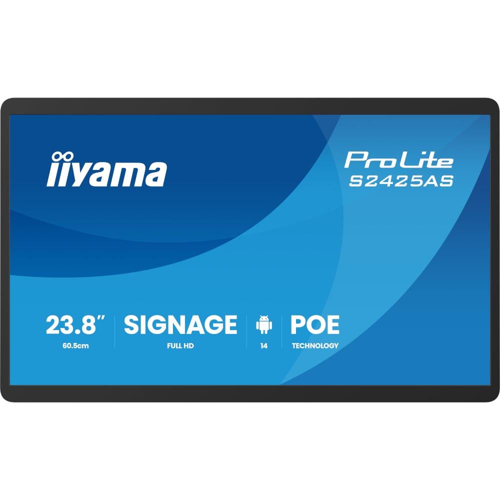 Информационный дисплей Iiyama ProLite S2425AS-B1P IPS FHD 500 кд/м² 14 мс Android 14 Black (34416928)