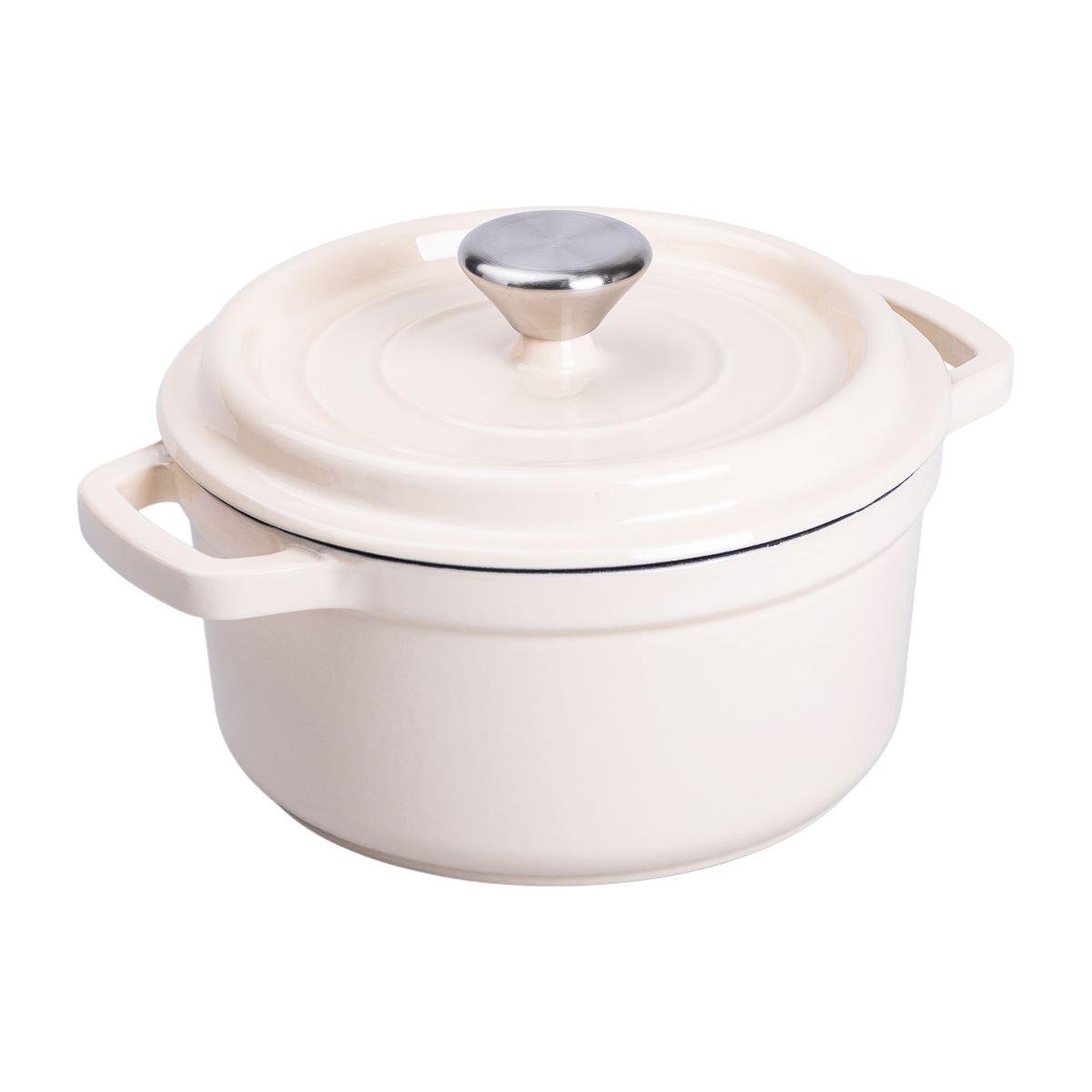 Кастрюля чугунная эмалированная с крышкой 2 л 20 см Бежевый - фото 4 Кастрюля чугунная эмалированная с крышкой 2 л 20 см Бежевый - фото 4