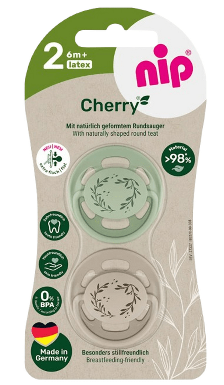 Пустышки Nip Вишенка GREEN от 6 до 18 мес Зелено-бежевый (143711)