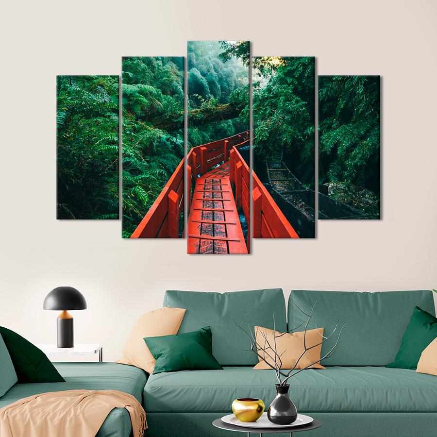 Картина природа Мост среди зелени джунглей 187x119 см (A1104-5)