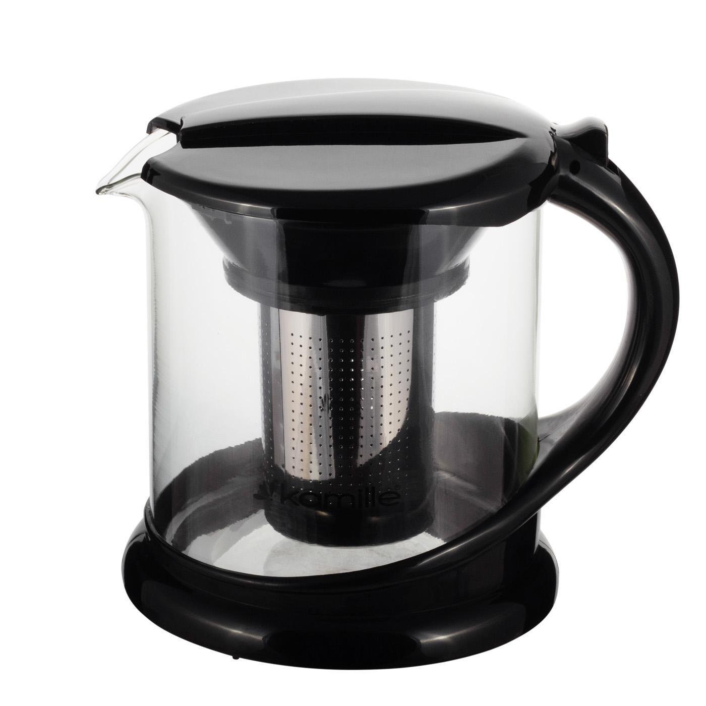 Заварювальний чайник зі знімним ситечком Kamille KM-0781M з нержавіючої сталі та термостійкого скла 1000 мл Прозорий (150-84-0781M) - фото 1 Заварювальний чайник зі знімним ситечком Kamille KM-0781M з нержавіючої сталі та термостійкого скла 1000 мл Прозорий (150-84-0781M) - фото 1