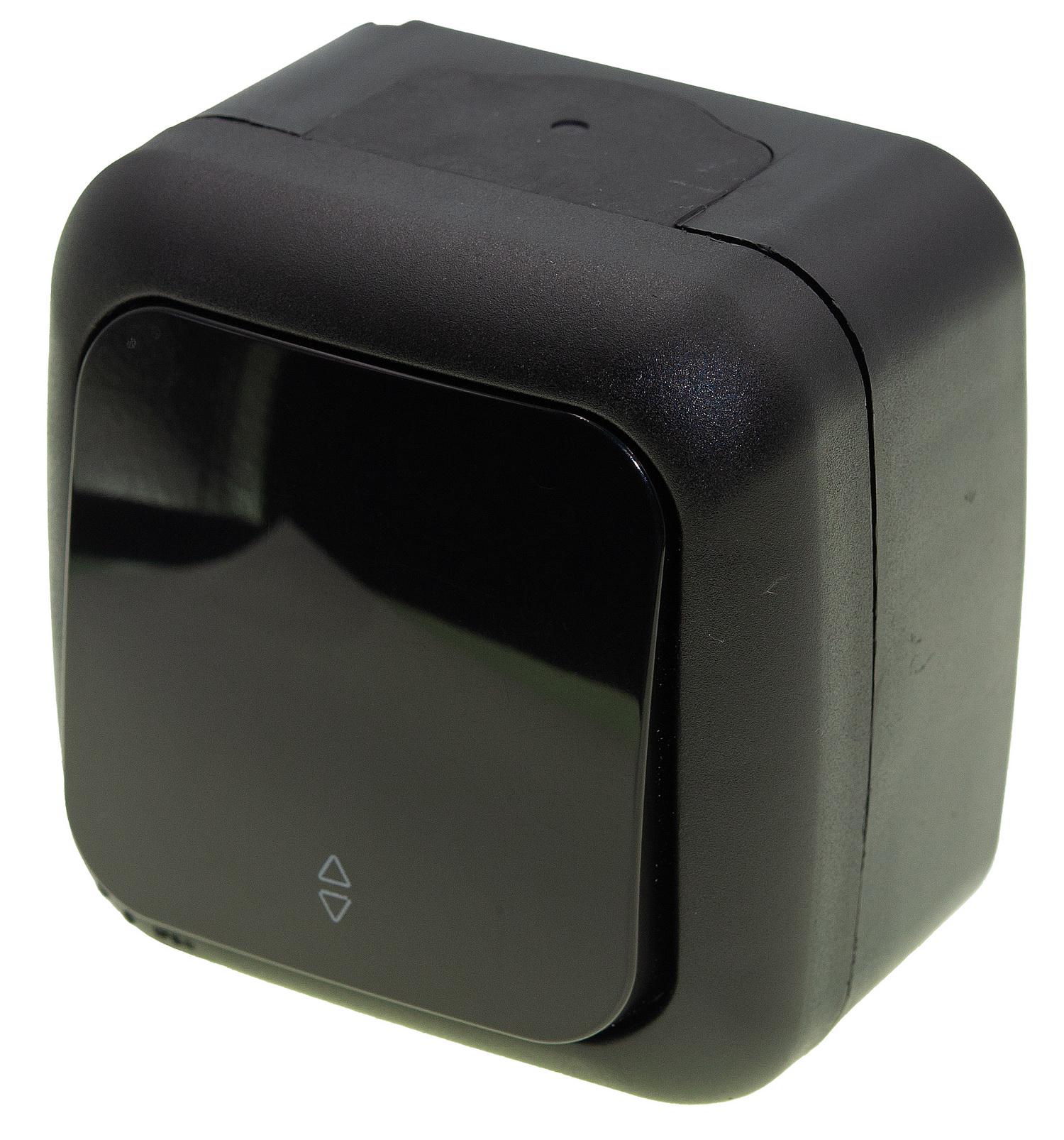 Выключатель наружный одноклавишный VIKO Palmiye влагозащищенный проходной Черный (90555104)