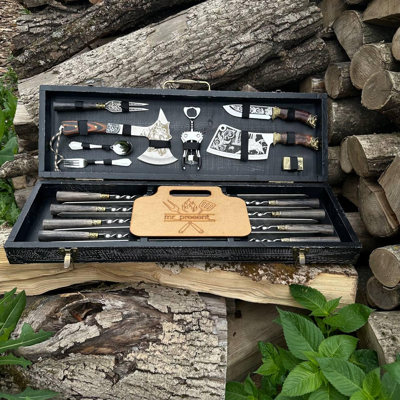 Набор шампуров Lux-Premium-Vintage ручной работы в кейсе (19217919)