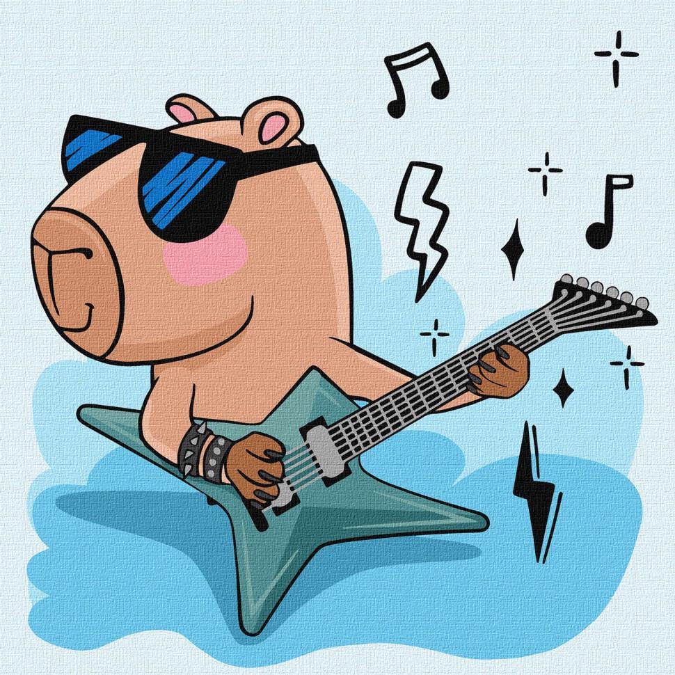 Картина за номерами Ideyka Капібара рок-зірка KHO1275 30х30 см (RLT54700)