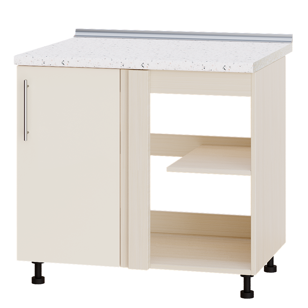 Шкаф нижний Эверест Модерн модуль угловой под мойку Н89-895 100х47х85 см Жемчуг глянец/Дуб Молочный (05822)