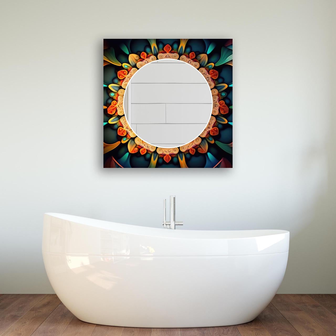 Зеркало на стену NovellaPrint с рисунком цветов квадратное 50х50 см (2010.4)