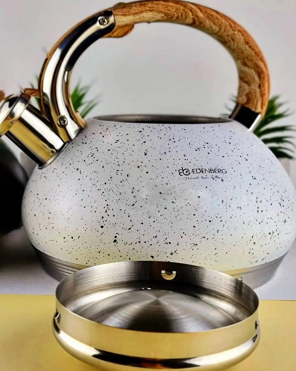 Чайник зі свистком для індукційної плити Edenberg EB-8811 з нержавіючої сталі 3 л Білий (2530556655) - фото 2