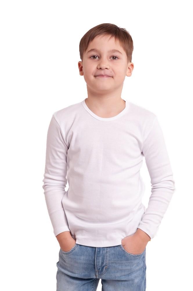 Футболка дитяча довгий рукав Наталюкс р. 34 122x128 см Білий (2133043200041)