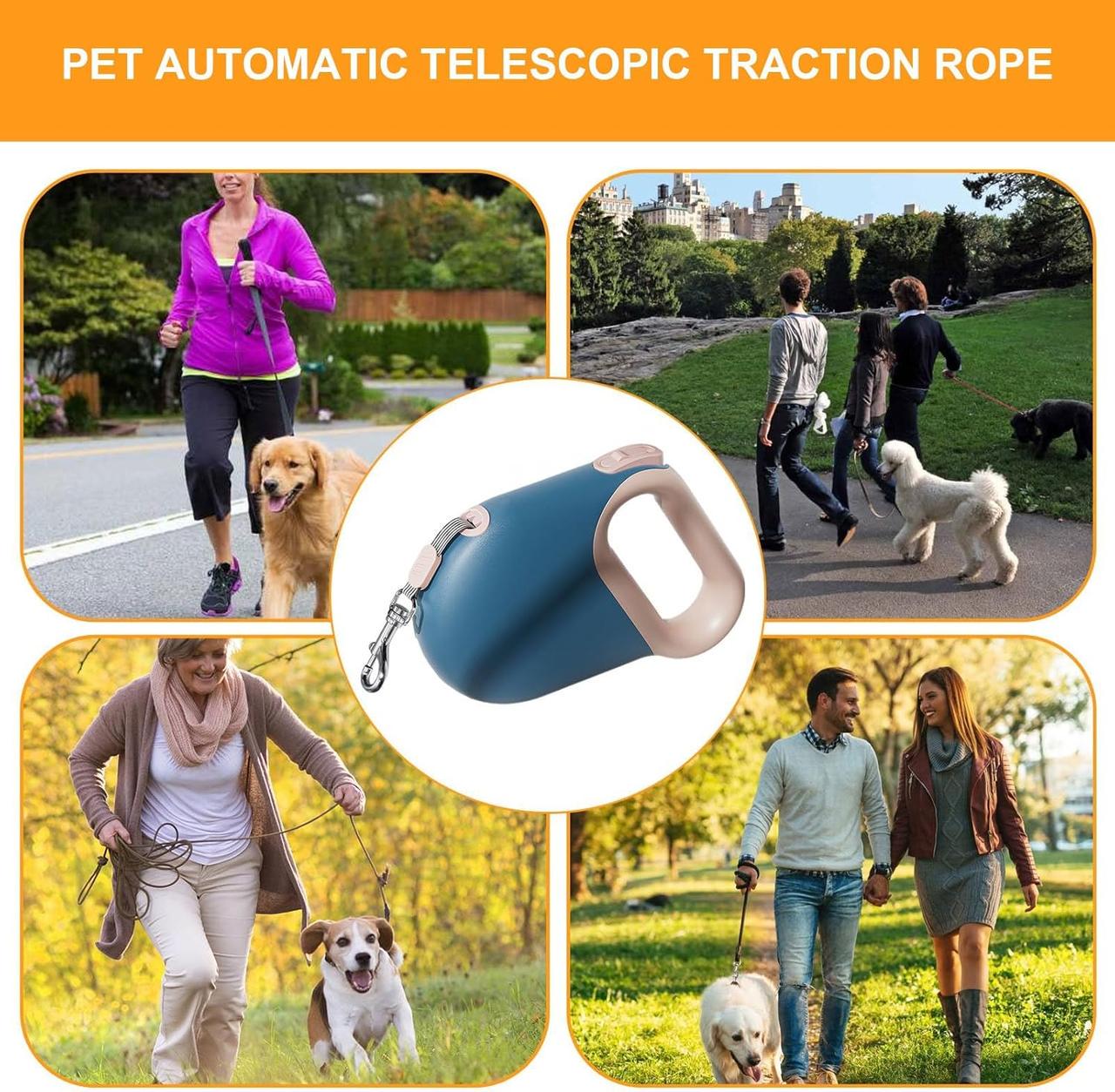 Поводок-рулетка для выгула собак Kimpets 5 м Голубой (2451728614) - фото 4