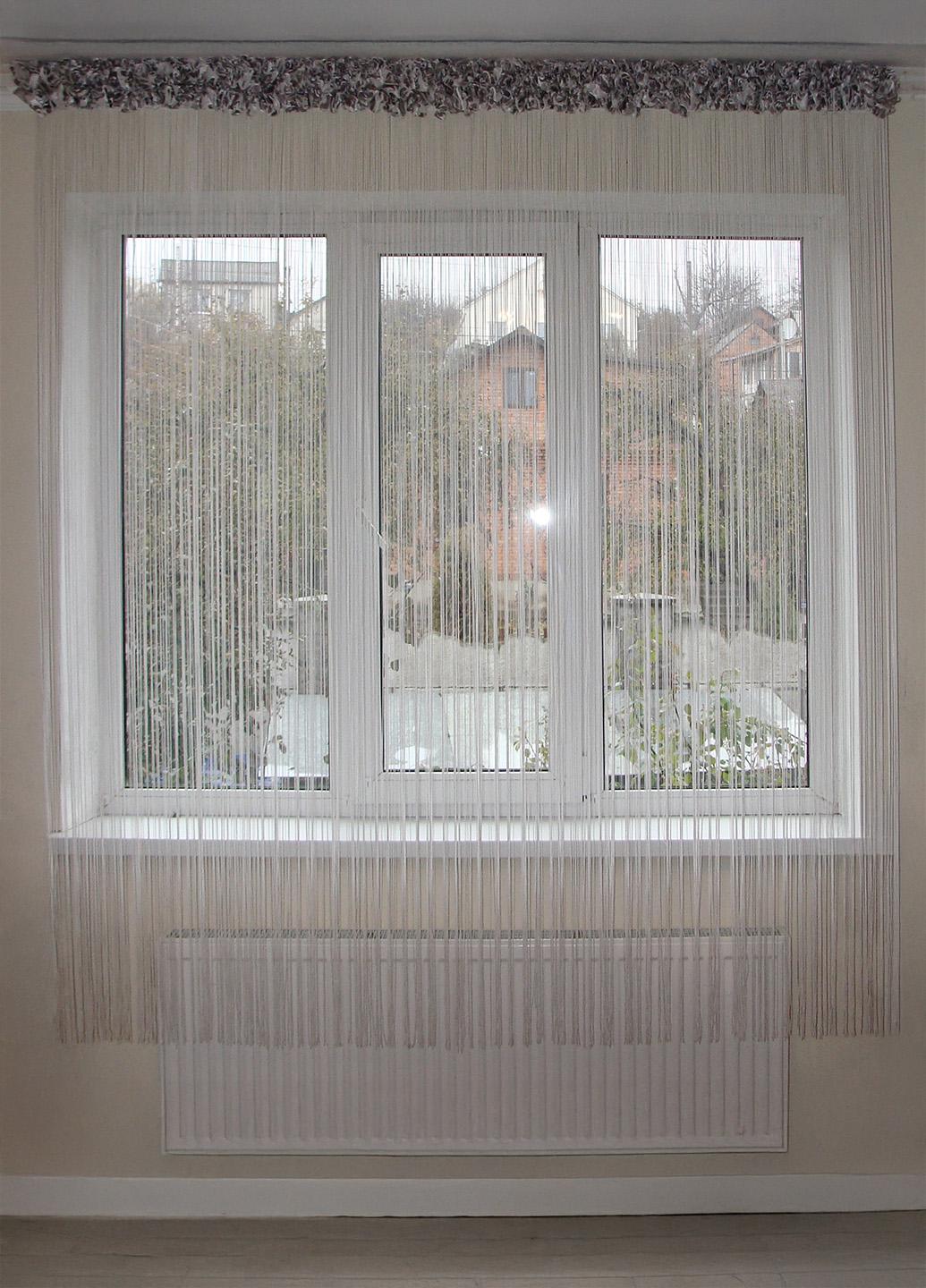 Комплект Firanka нити с ламбрекеном/буфы карниз 200 см Молочный (30_1к)