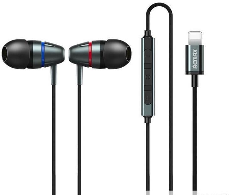 Наушники проводные REMAX Lightning Metal Wired Earphone RM-660i 120см серые