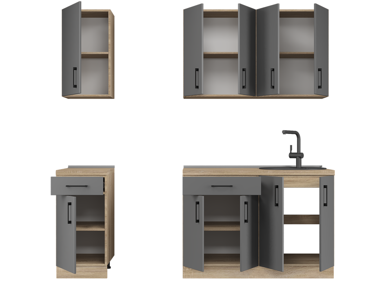 Мебель для кухни со столешницей Эверест К-4 Оптима 2,1 м Графитовый (25020)