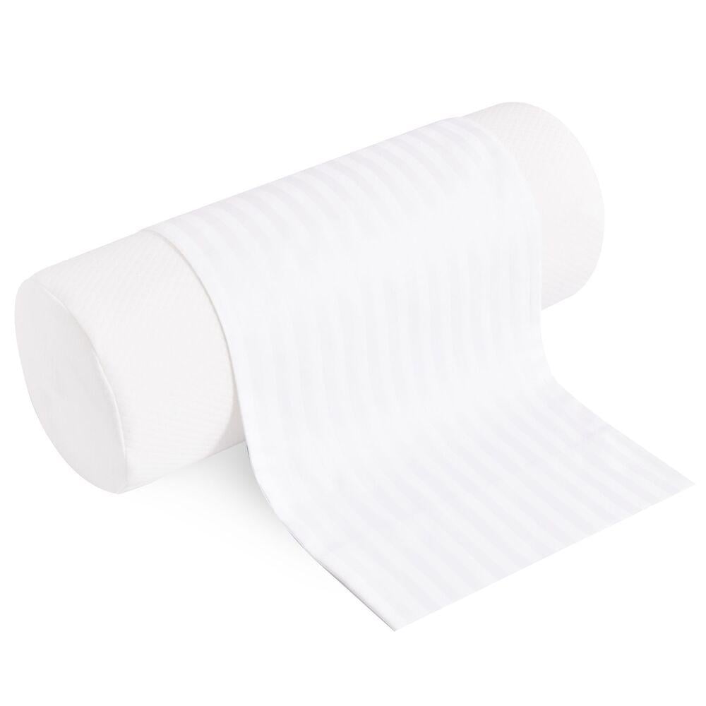 Наволочка для валика сатин в полоску 32х68 см Белый