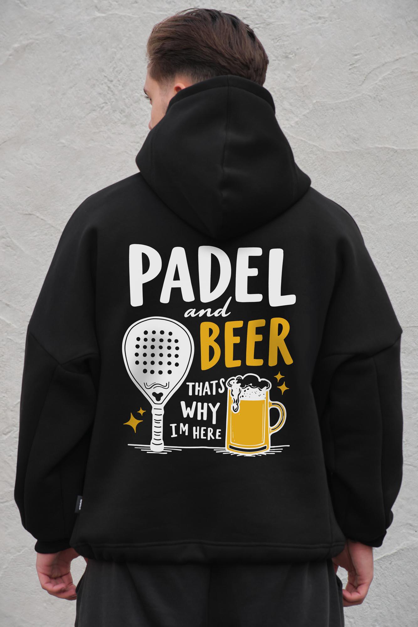 Худи на флисе с капюшоном и принтом оверсайз Without Padel And Beer One size Black (8056507 8056508)