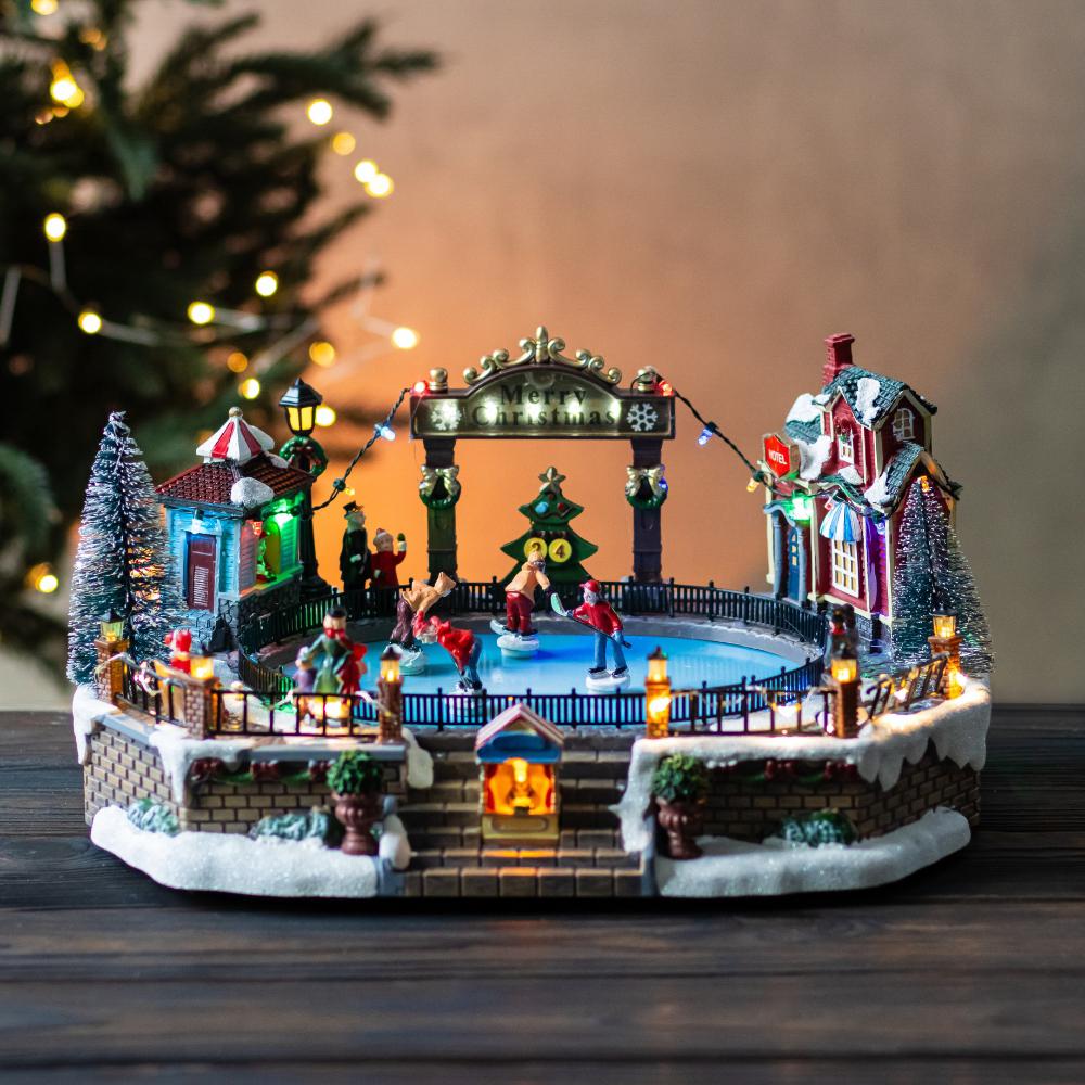 Новогодний карусель с подсветкой и музыкой Новогодний каток 36х18 см (6026-009)