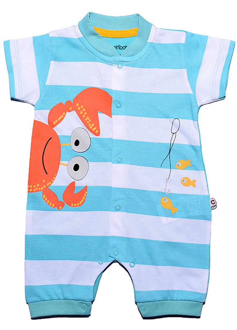 Песочник детский Carmin в полоску 3-6 мес. 62 см Бирюзовый (2082681896)