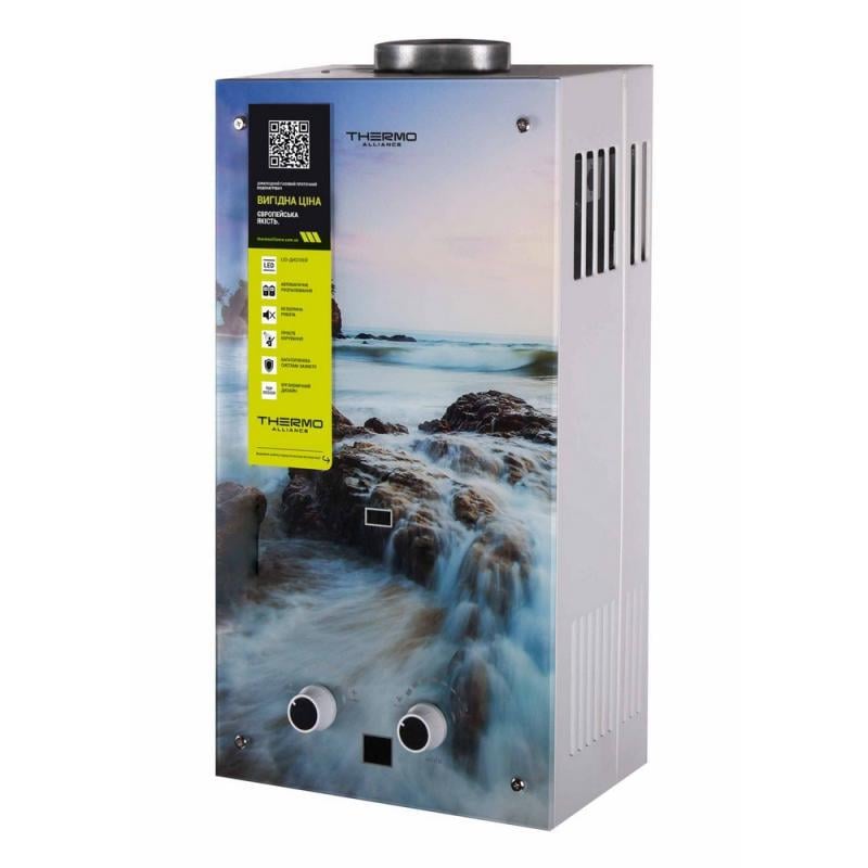 Колонка газова димохідна Thermo Alliance JSD20-10GA панель зі скла з малюнком Море 10 л (SD00031248) - фото 3