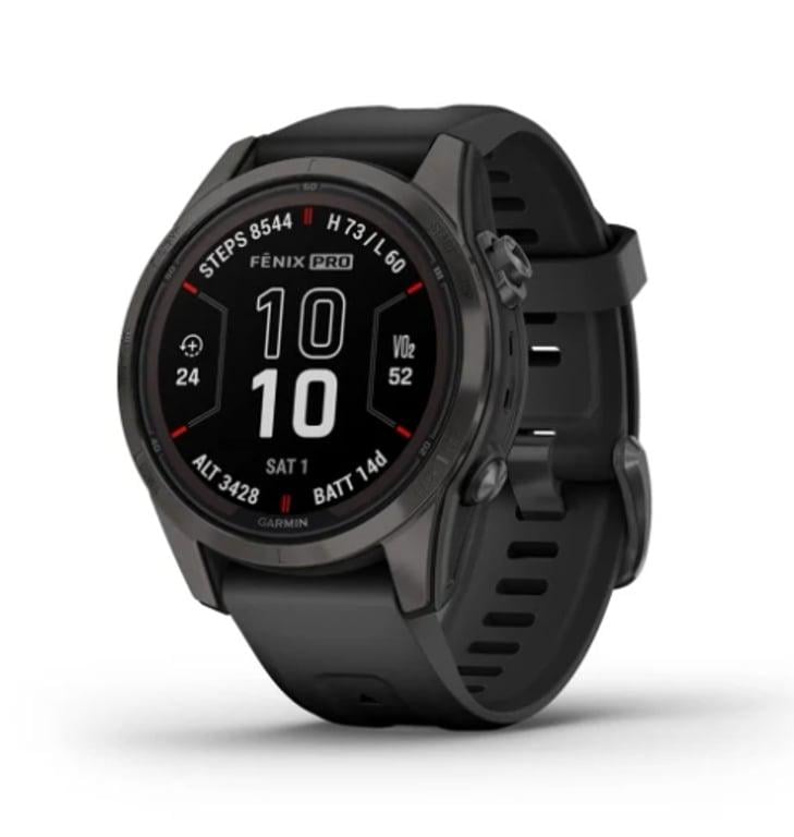 Смарт-годинник Garmin Fenix 7S Pro Sapphire Solar Carbon G. DLC Tit. with Black Band (010-02776-10/11/54)