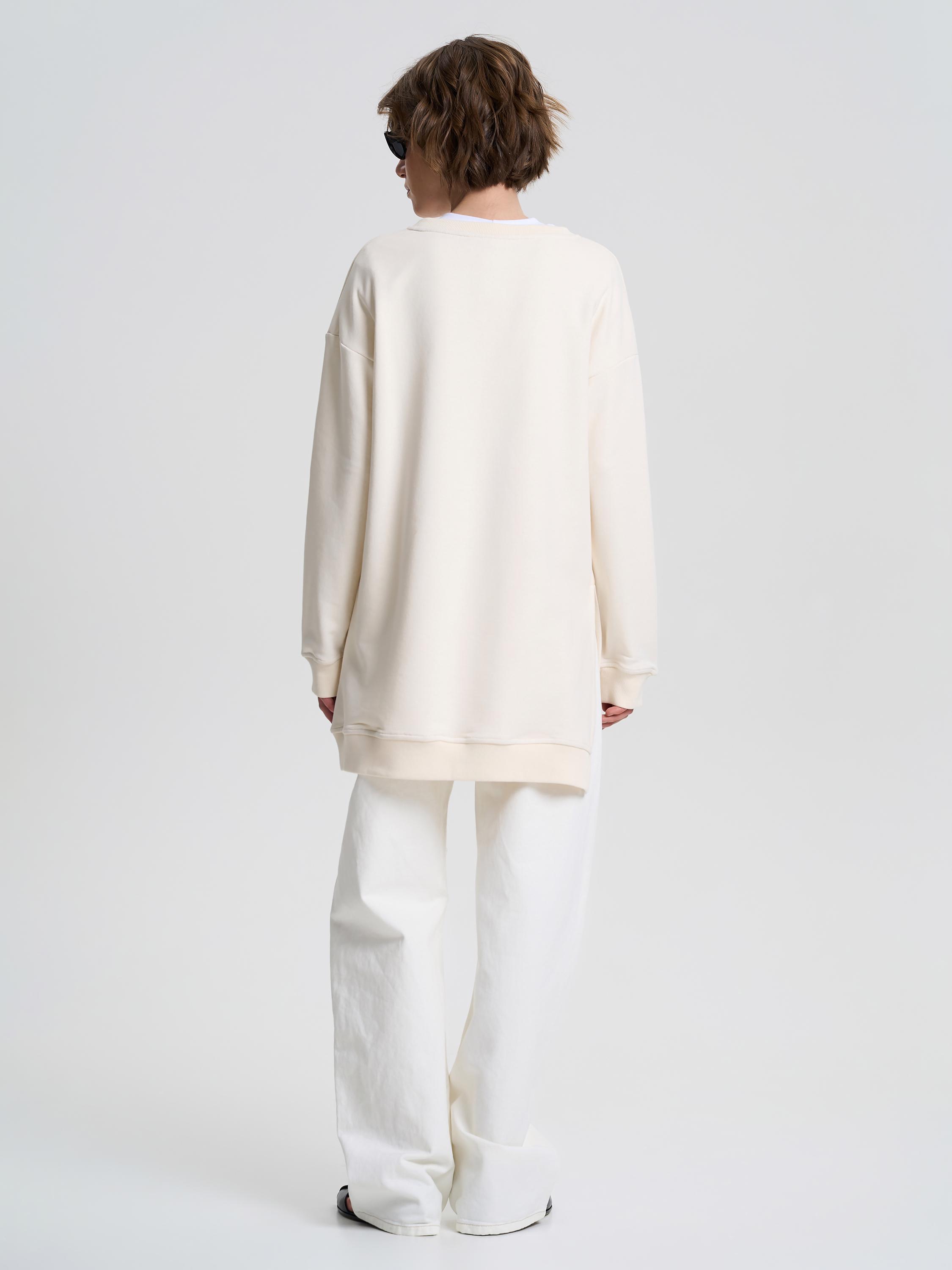 Свитшот-туника женский ROZA 240647 XS Светло-бежевый (4824005719226) - фото 3 Свитшот-туника женский ROZA 240647 XS Светло-бежевый (4824005719226) - фото 3