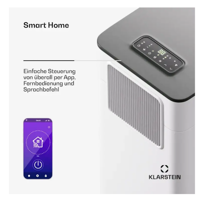 Кондиціонер мобільний для дому KLARSTEIN Breeze Box 7K Smart PAC на колесах 7000 БТЕ /2.0 кВт (10046093 (2)) - фото 7 Кондиціонер мобільний для дому KLARSTEIN Breeze Box 7K Smart PAC на колесах 7000 БТЕ /2.0 кВт (10046093 (2)) - фото 7