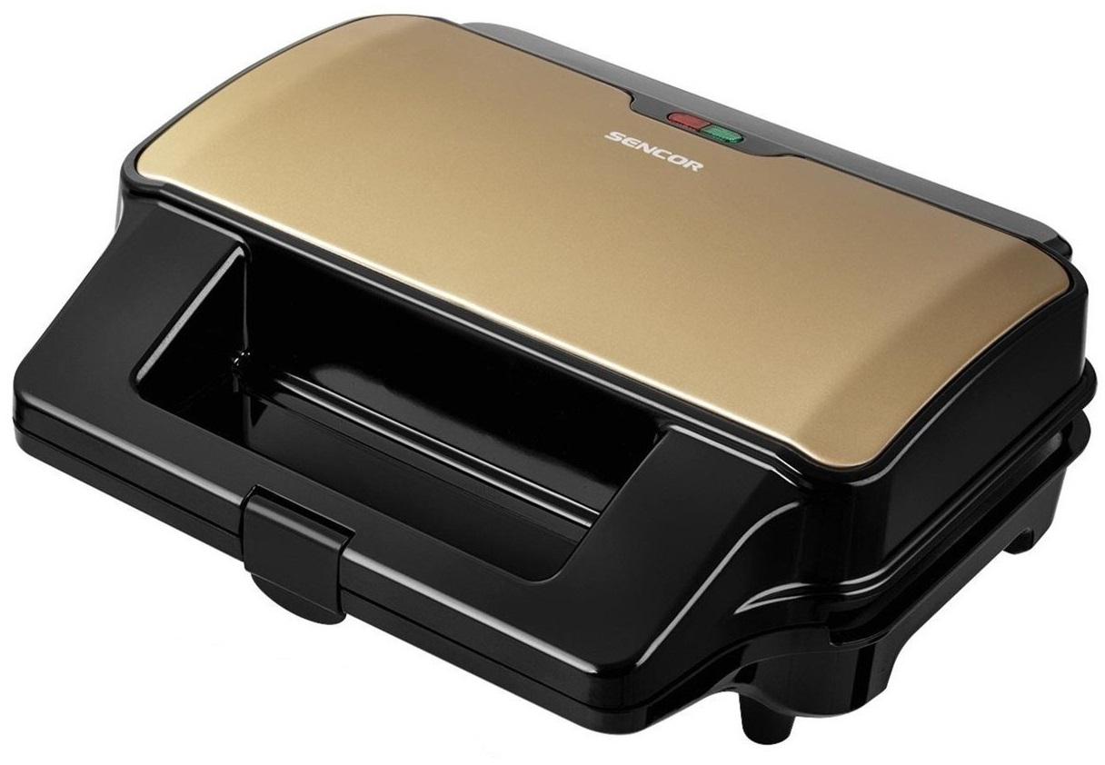 Бутербродница Sencor 4 пластины 900W Черный/Шампань (SSM9977CH)