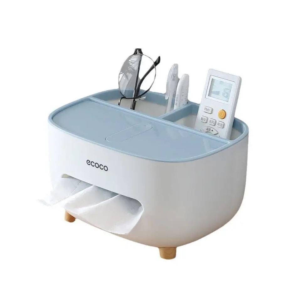 Органайзер настільний для серветок з підставкою для телефона Tissue box AND-117 Білий/Блакитний Органайзер настільний для серветок з підставкою для телефона Tissue box AND-117 Білий/Блакитний