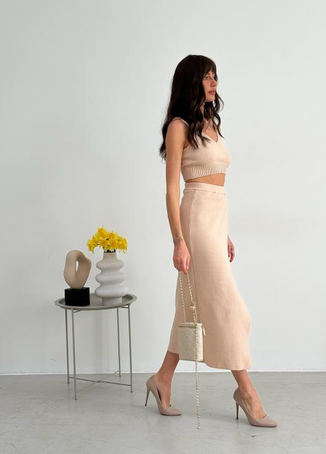 Спідниця Kayla в'язана на запах M Бежевий (34310) - фото 2