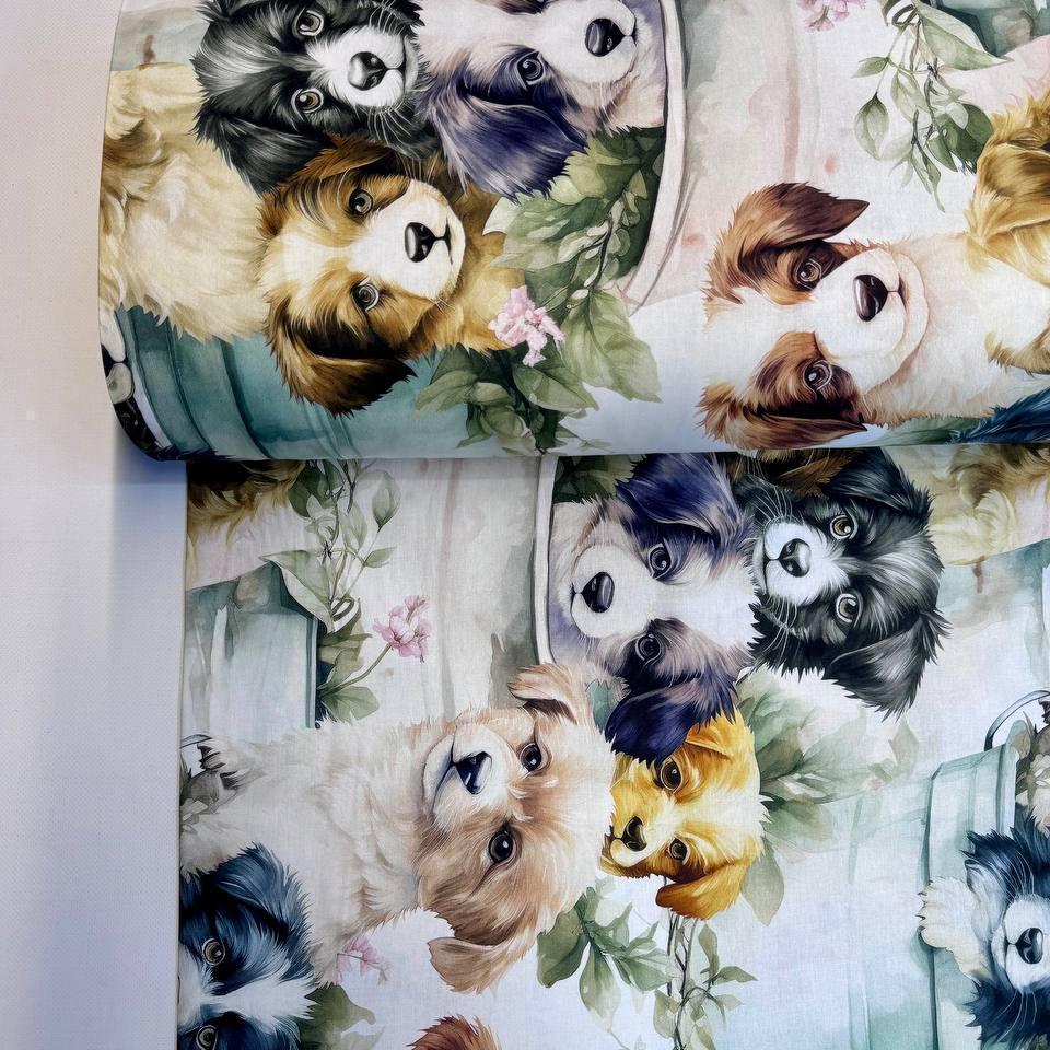 Ткань для постельного белья ранфорс 5D Digital щенки 240 см (70-V2)