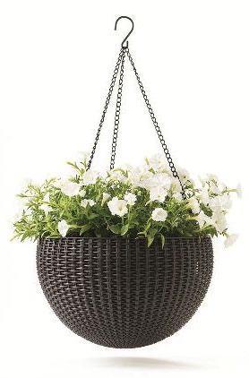 Горщик підвісний для квітів Keter Rattan style hanging sphere planter 8,6 л (7290106924567) - фото 2