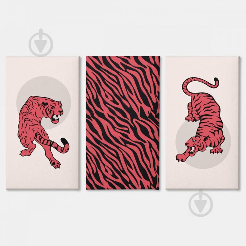 Модульная картина из трех частей Tigers dance Malevich Store 156x100 см (MK311606)