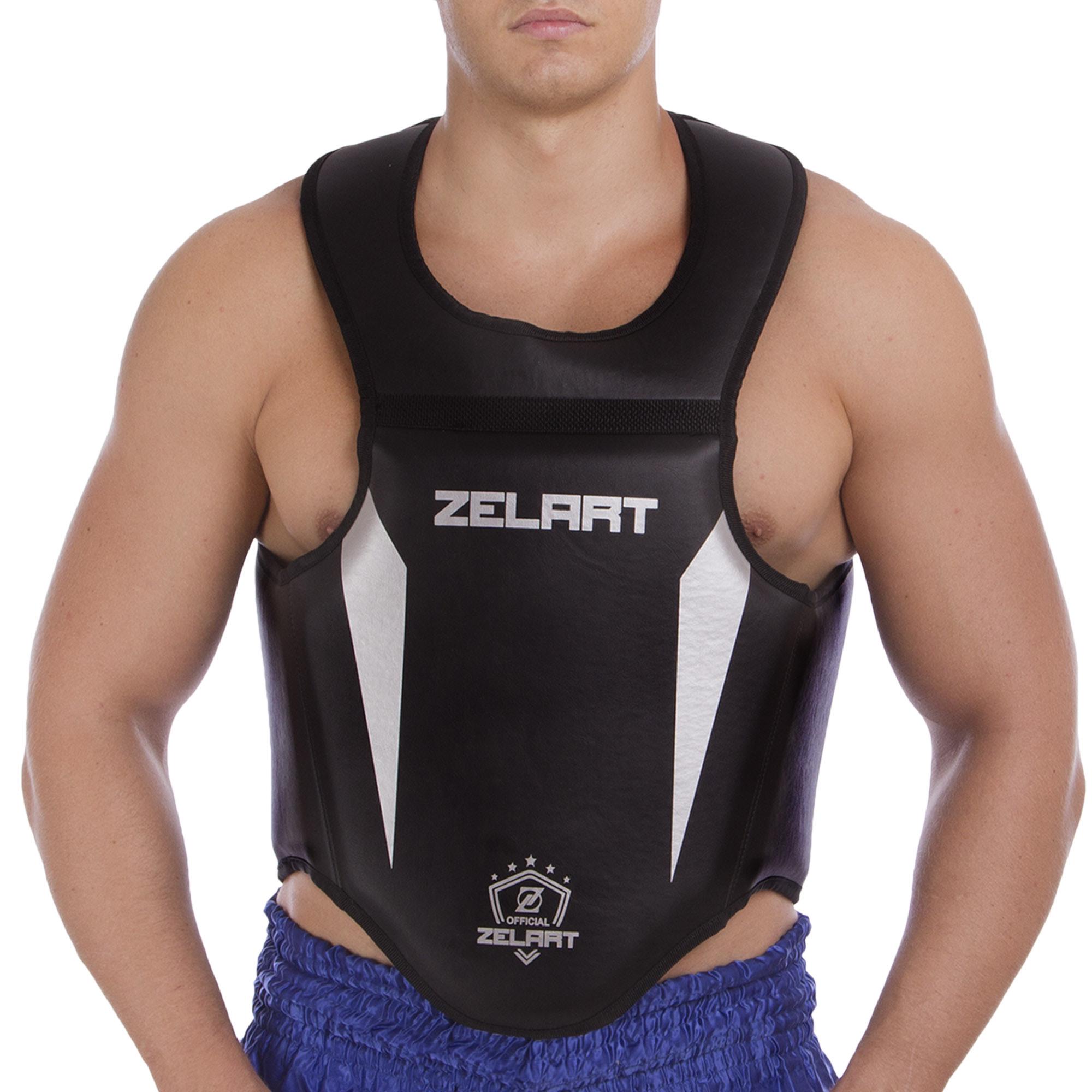 Защита корпуса жилет для единоборств Zelart BO-1334 PU L Черный/Серебряный (BO-1334_Черный-серебряный)