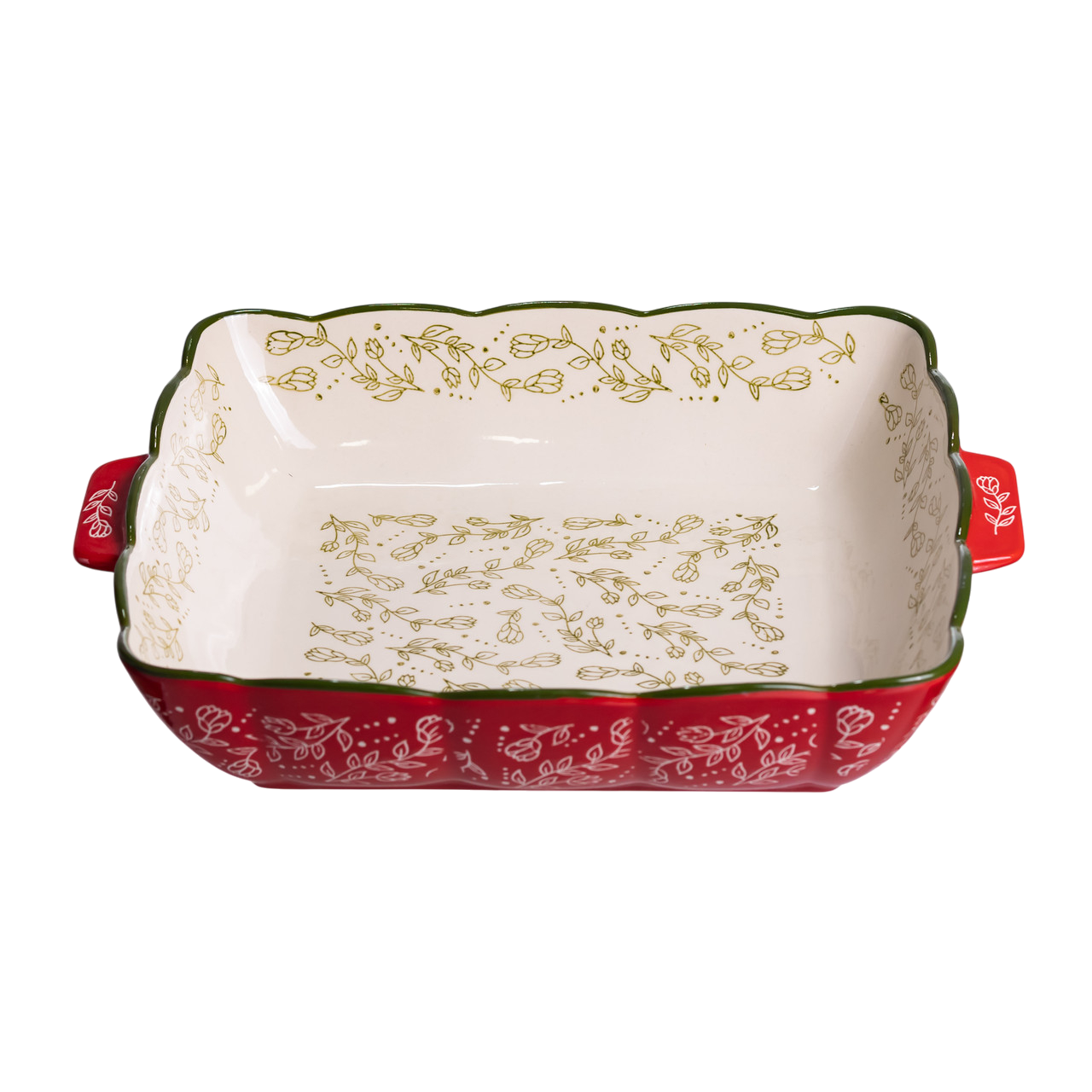 Форма для запікання у духовці порцелянова квадратна Vintage з ручками 2,5 л 30х30х7 см Червоний (HM04-16) - фото 6