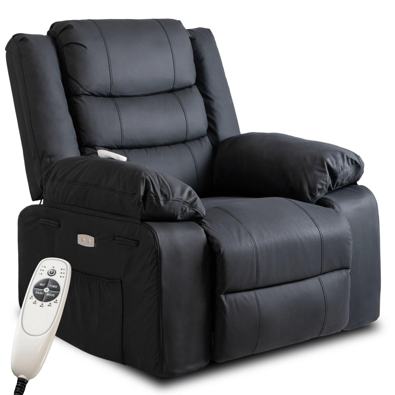 Кресло мягкое Mebel Elite JASPER раскладное массажное с реклайнером Черный (ME.JASPER/CZ/E/FW)