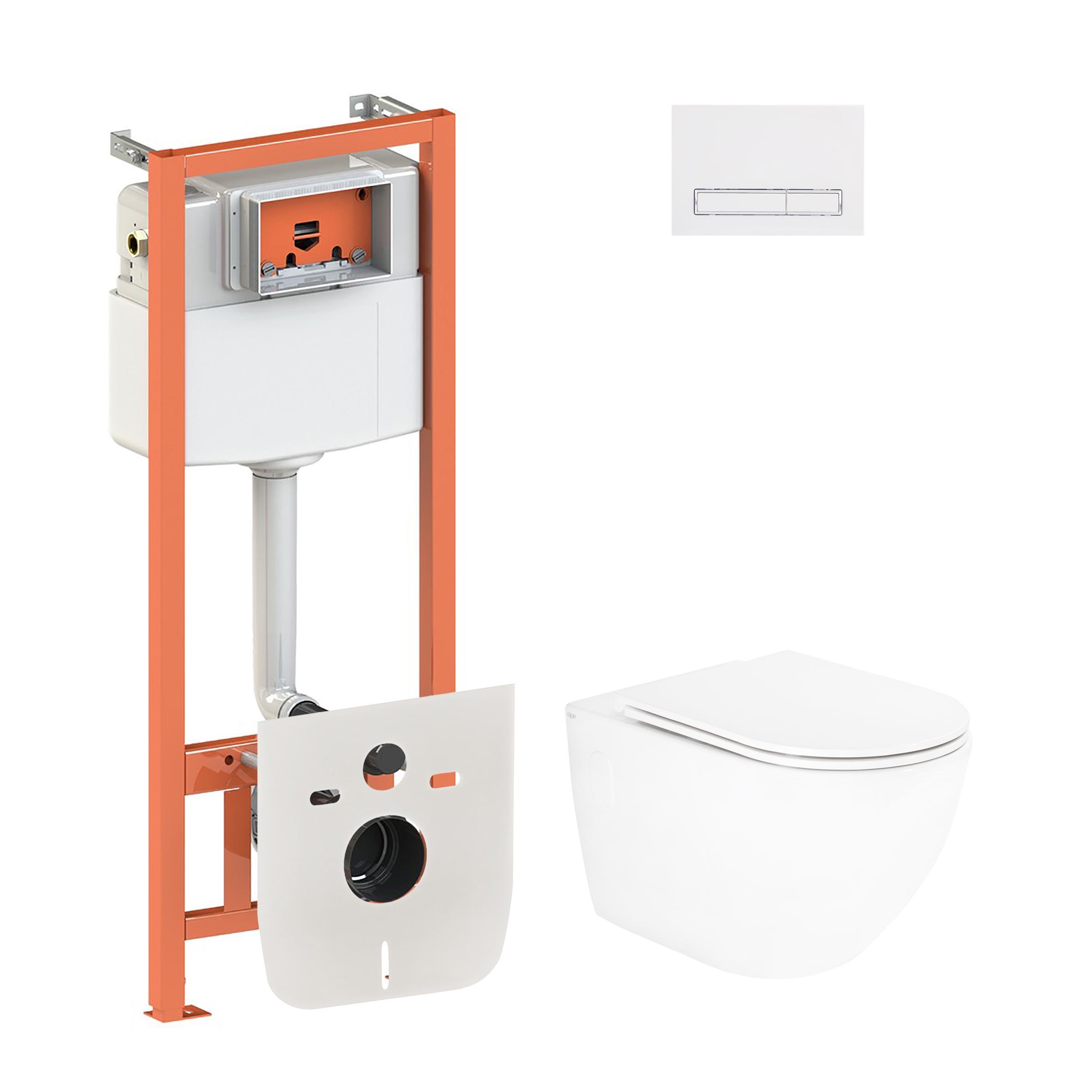 Комплект инсталляции Q-tap Nest QT13332141ERW0133M425M08V1384W с унитазом кнопка Белый (124738)