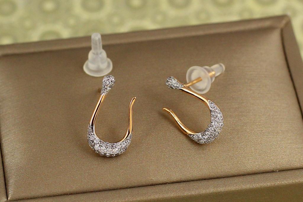 Серьги гвоздики Xuping Jewelry подкова с родием 1,7 см Золотой (31919331)