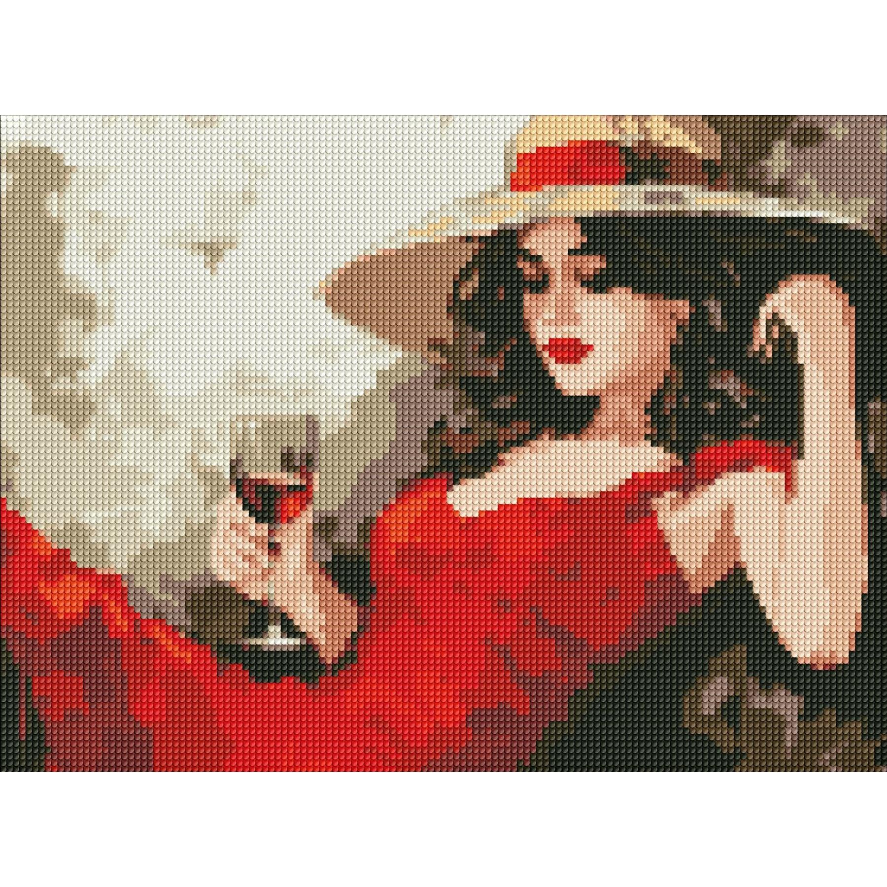 Картина по номерам Ideyka Девушка в шляпе алмазная вышивка мозаика 30x40 см (VM-127-A-155)