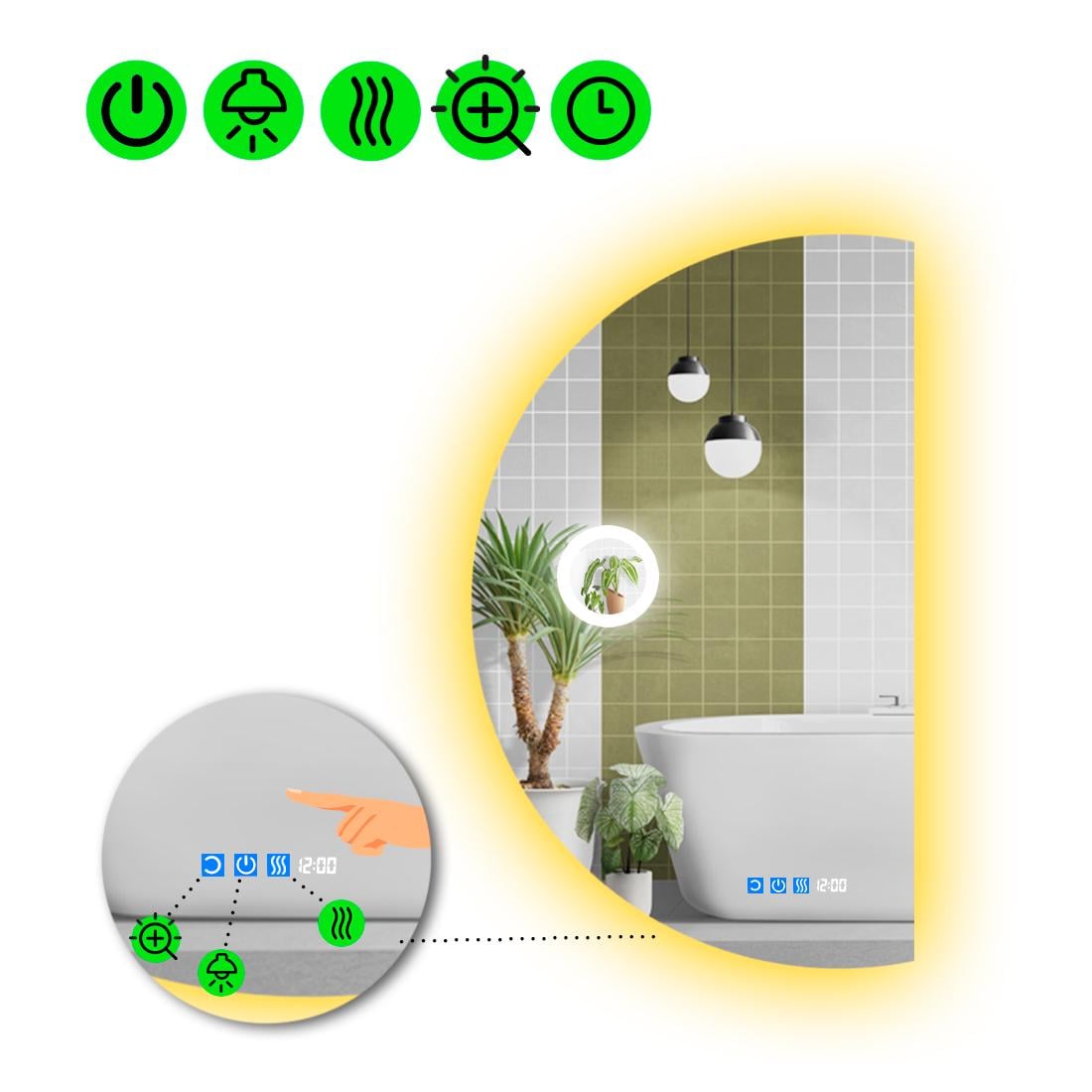 Зеркало с LED подсветкой Parette 2 с тремя сенсорами 120x60 см (8736915)