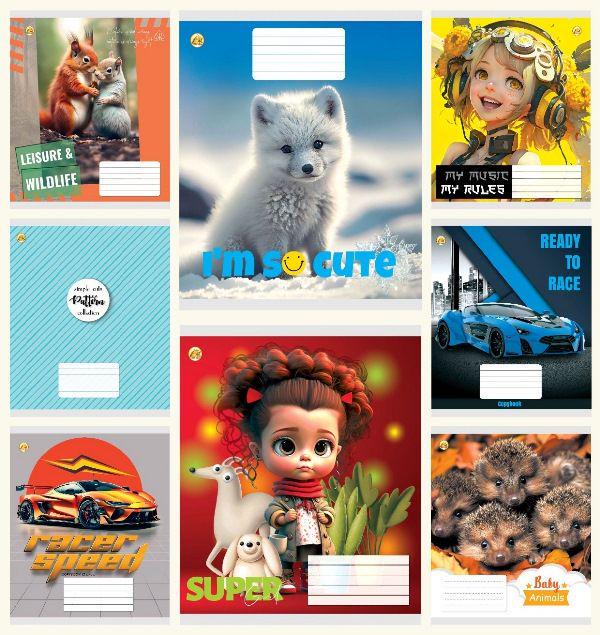 Зошити учнівські у косу лінійку з доп. Люкс ТЕ13401 Мікс 1 12 арк. 25 шт. в уп. (MTT-183897)