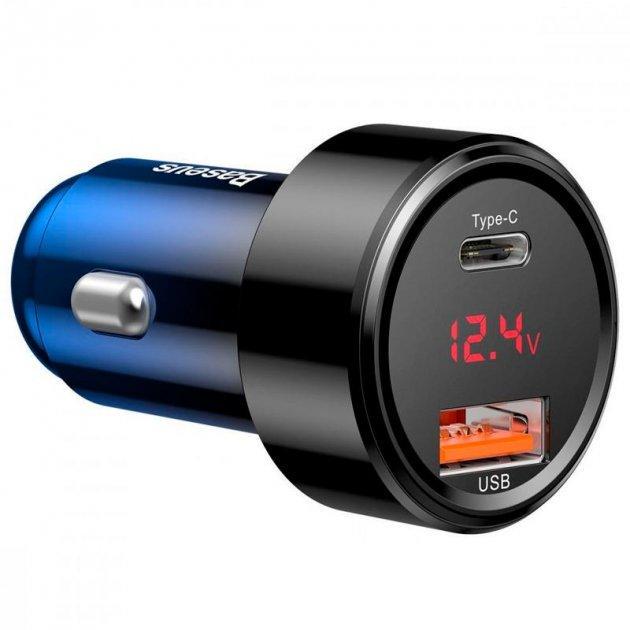 Пристрій зарядний автомобільний Baseus CCMLC2OC-03 Magic Series QC Display 1USB/1Type-C Blue