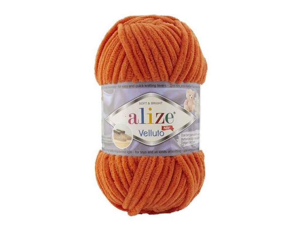 Пряжа Alize Velluto 100% микрополиэстер 100 г 68 м 5 шт. цвет 06 Оранжевый (969562)