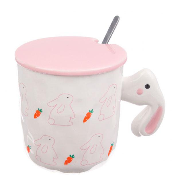 Чашка керамическая Bunny and carrot с ложечкой 320 мл (414841)
