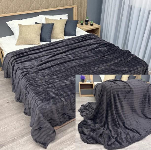 Покривало плюш Soft Night в смужку 200х230 см Графітовий (87-133) - фото 3 Покривало плюш Soft Night в смужку 200х230 см Графітовий (87-133) - фото 3