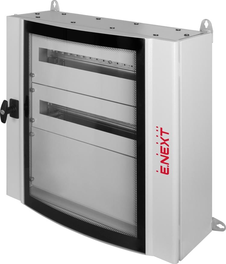Корпус металевий e.mbox.industrial.n.168.bc.gl IP55 навісний з суцільною панеллю на 168 модулів зі склом (CPD6015020)