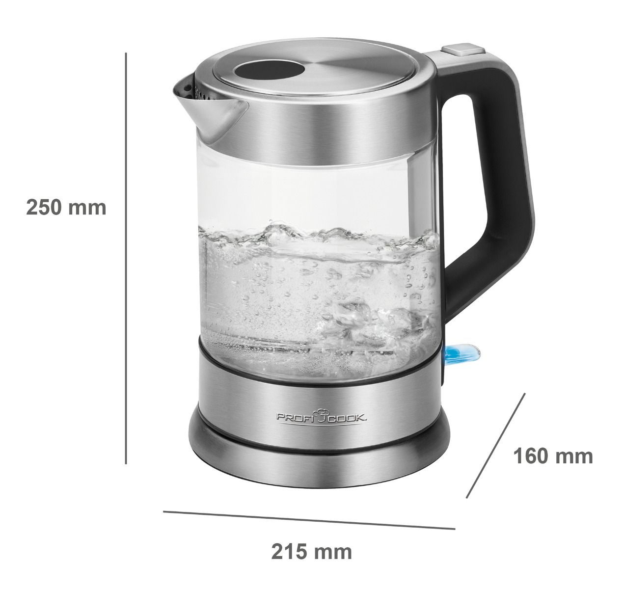 Електрочайник скляний Profi Cook PC-WKS 1107 1,5 л/2200 Вт LED (PC-WKS 1107) - фото 3 Електрочайник скляний Profi Cook PC-WKS 1107 1,5 л/2200 Вт LED (PC-WKS 1107) - фото 3