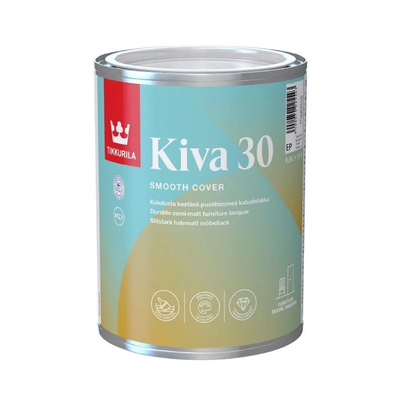 Лак полуматовый TIKKURILA Kiva 30 База ЕР прозрачная под тонировку 0,9 л (2145389152)