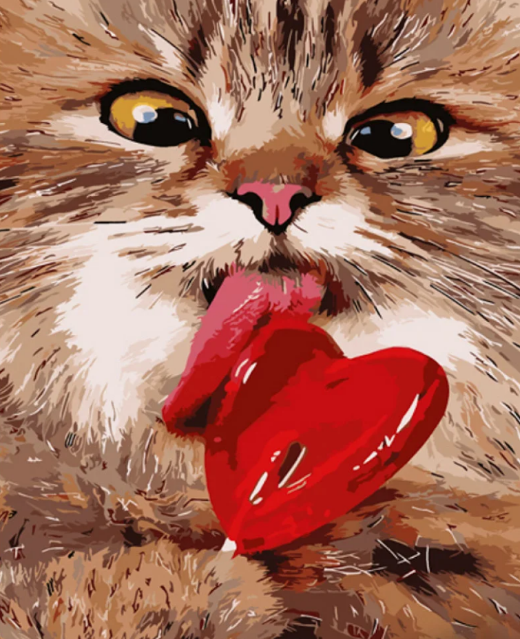 Картина по номерам Strateg Котик с леденцем 40x50 см (GS1025)