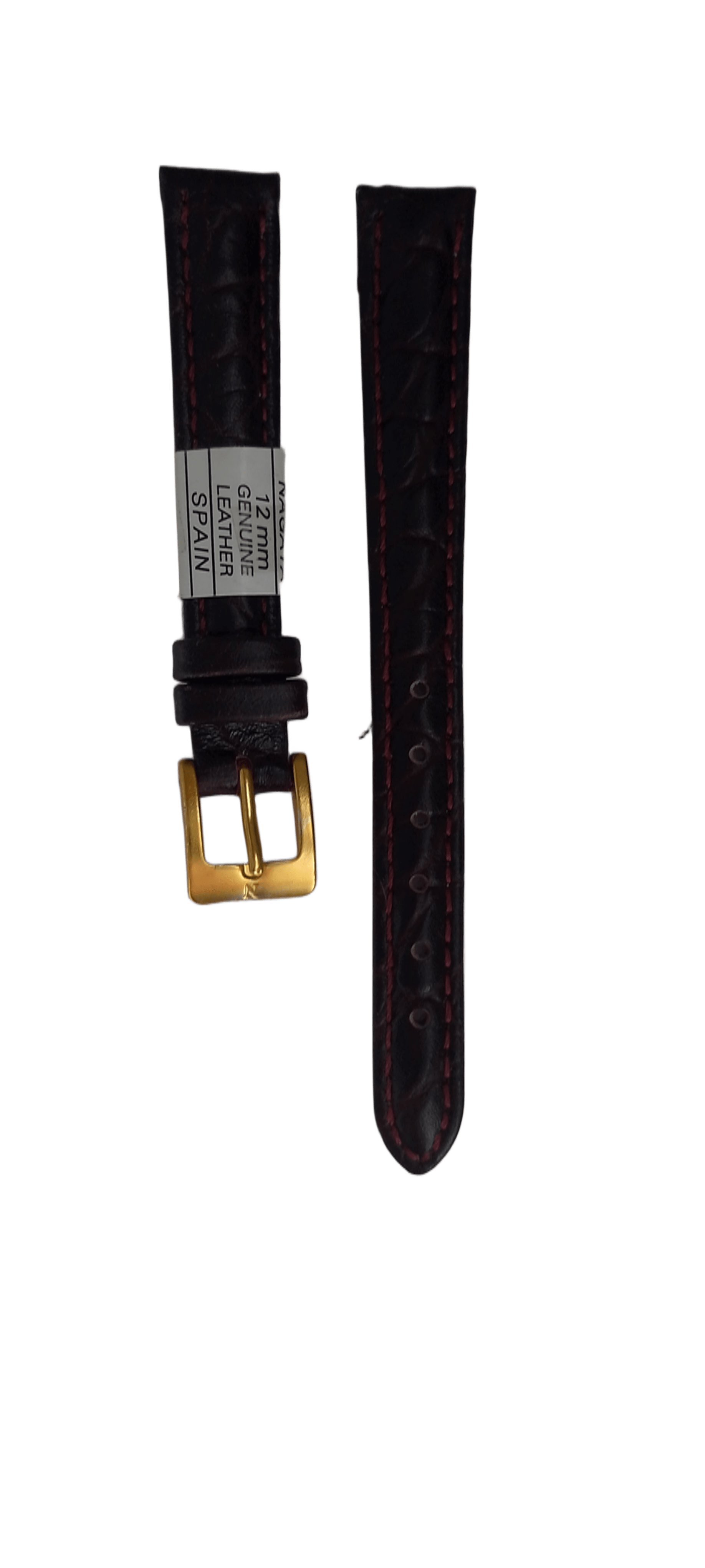 Ремешок для часов кожаный крокодил 12х155 мм Коричневый (2450Е)