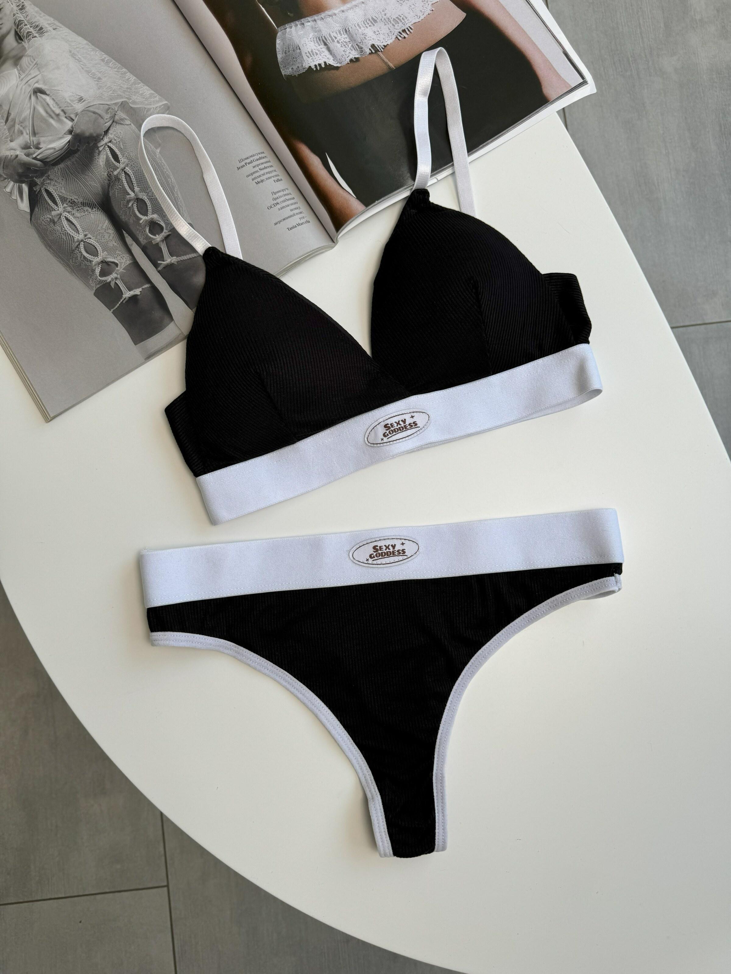 Комплект білизни жіночий Nova Vega топ/трусики OneSize ХS-S Чорно-білий (105-B012) - фото 6 Комплект білизни жіночий Nova Vega топ/трусики OneSize ХS-S Чорно-білий (105-B012) - фото 6