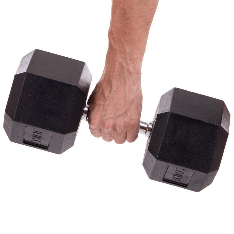 Гантель цільна LN-1205 шестигранна 30 кг Срібний (56508164) - фото 4 Гантель цільна LN-1205 шестигранна 30 кг Срібний (56508164) - фото 4